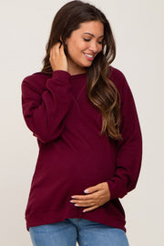 Burgundy Long Sleeve Maternity Top