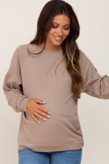 Taupe Long Sleeve Maternity Top