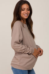 Taupe Long Sleeve Maternity Top