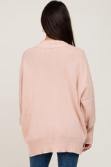 Light Pink Mock Neck Exposed Seam Sweater