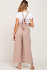 Taupe Wide Leg Tie Back Maternity Overalls