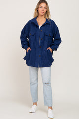 Navy Blue Corduroy Shirt Jacket