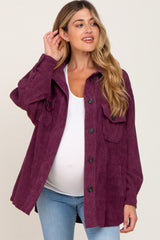 Purple Corduroy Maternity Shirt Jacket