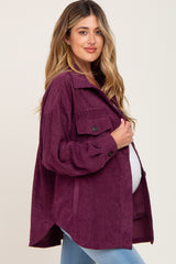 Purple Corduroy Maternity Shirt Jacket