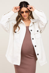 Cream Corduroy Maternity Shirt Jacket
