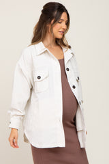 Cream Corduroy Maternity Shirt Jacket