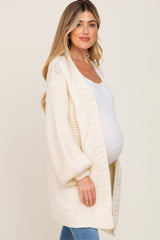 Cream Cable Knit Front Pocket Maternity Cardigan