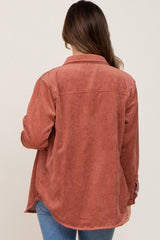 Rust Reversible Maternity Shirt Jacket