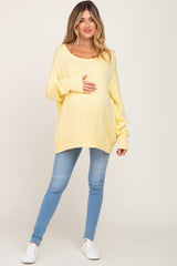 Yellow Ribbed Trim Maternity Sweater