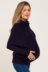 Navy Funnel Neck Dolman Sleeve Maternity Sweater