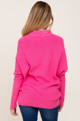 Pink Funnel Neck Dolman Sleeve Maternity Sweater