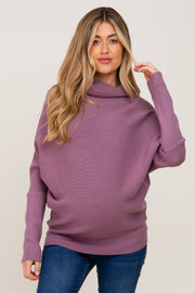 Mauve Funnel Neck Dolman Sleeve Maternity Sweater