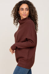 Brown Funnel Neck Dolman Sleeve Sweater
