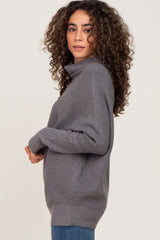 Grey Funnel Neck Dolman Sleeve Sweater