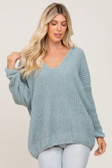 Mint Soft Knit V-Neck Maternity Sweater
