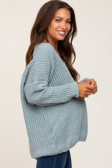 Mint Soft Knit V-Neck Maternity Sweater
