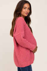 Salmon Soft Knit V-Neck Maternity Sweater