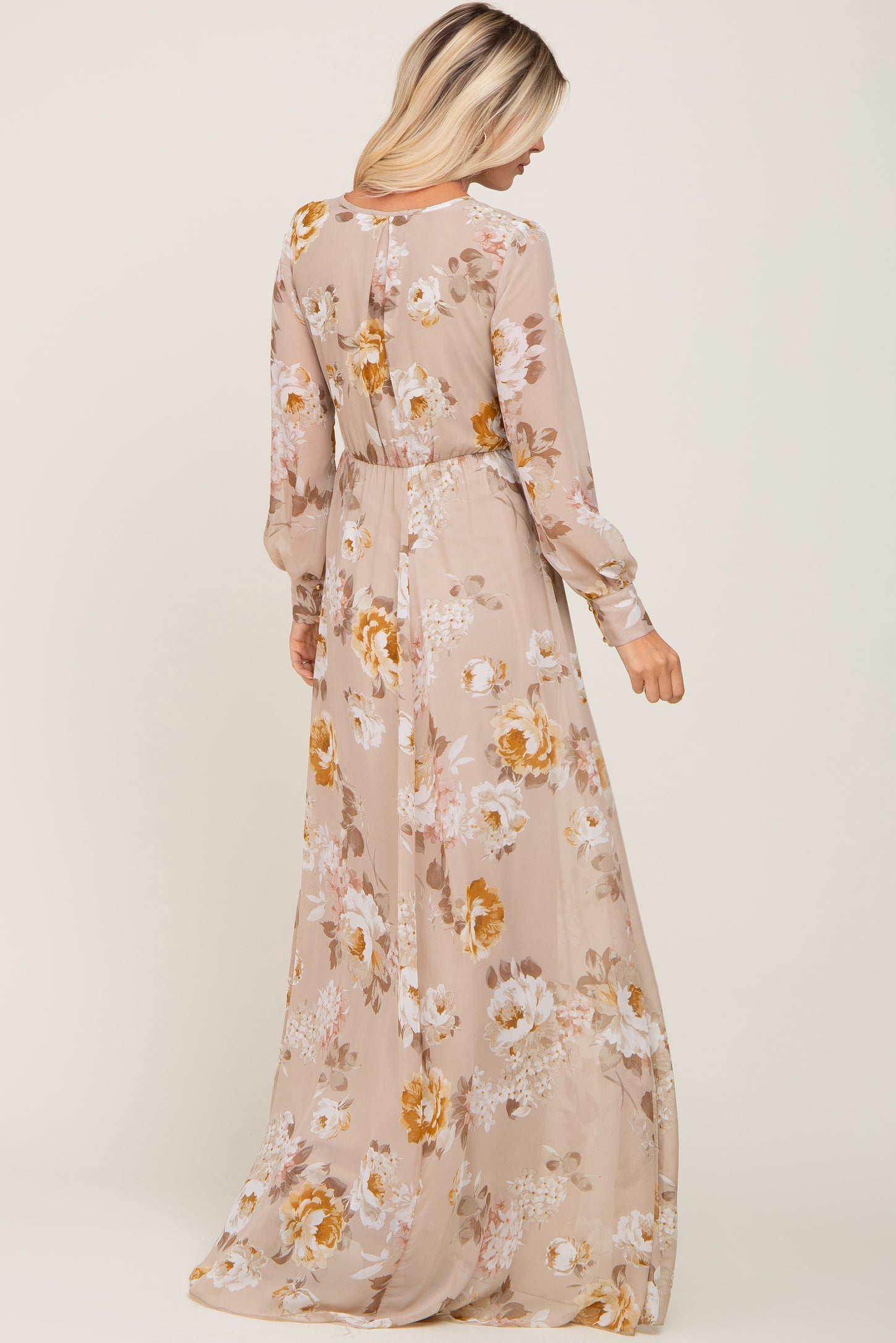 Taupe floral maxi dress Clearance