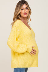 Yellow Knit Long Sleeve Maternity Sweater