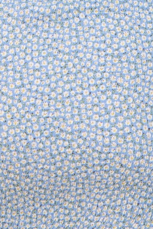 Light Blue Ditsy Floral Smocked Long Sleeve Maternity Mini Dress