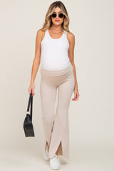 Taupe Terry Flare Maternity Lounge Pants