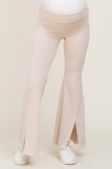Taupe Terry Flare Maternity Lounge Pants