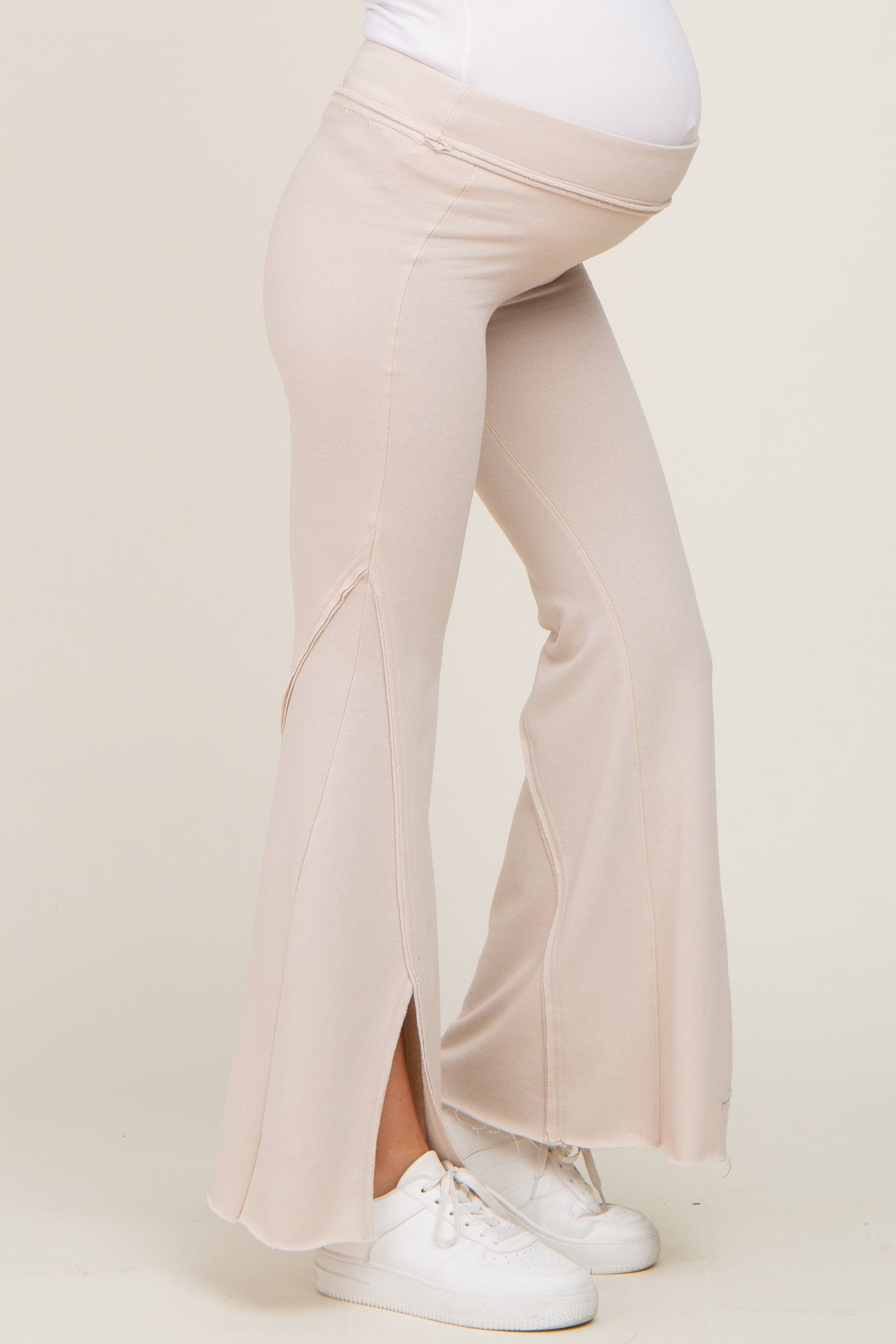 Taupe Terry Flare Maternity Lounge Pants– PinkBlush