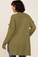 Olive Knit Oversized Side Slit Sweater