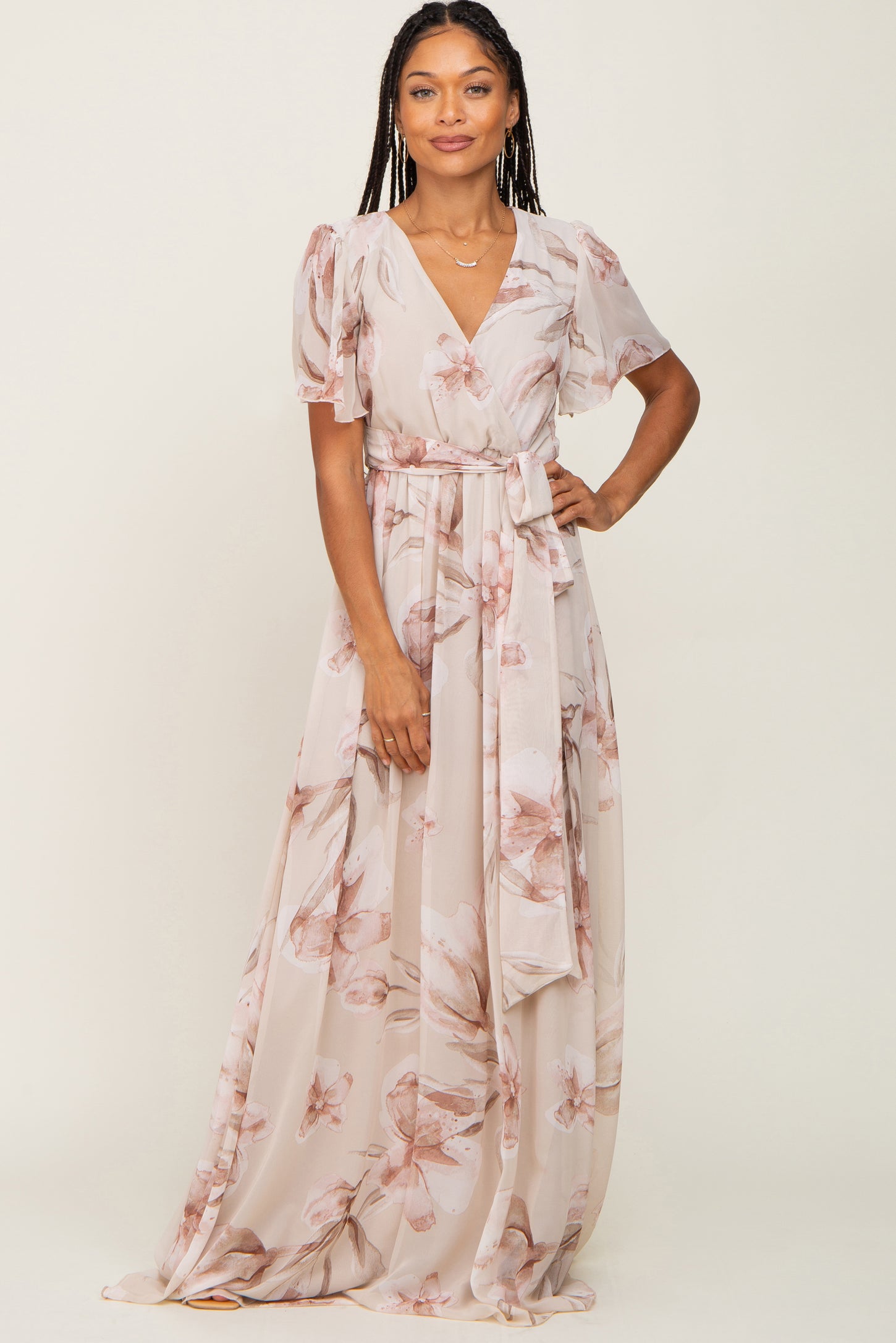 Short sleeve wrap dress maxi Clearance
