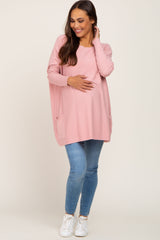 Pink Pocketed Dolman Maternity Top