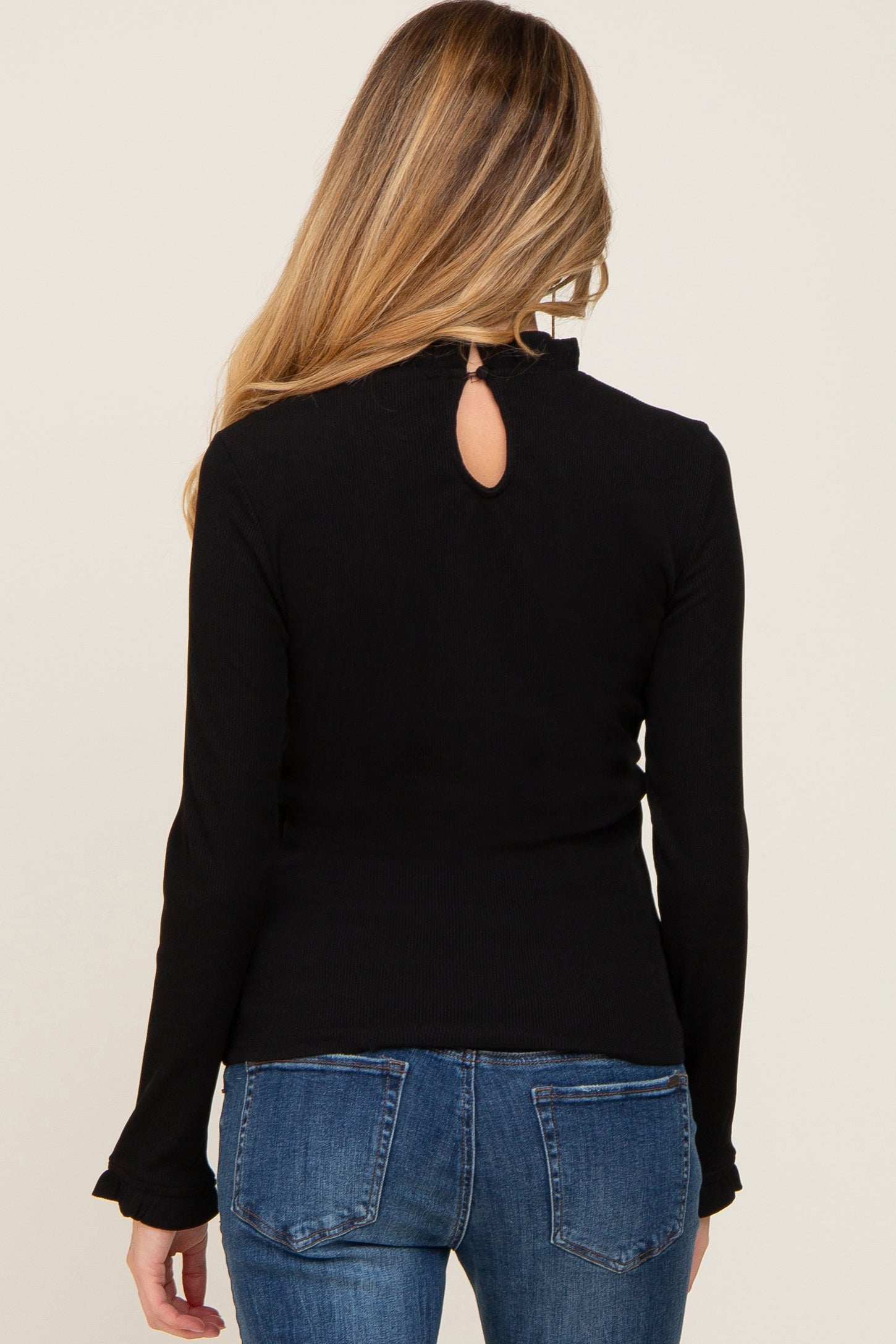 Maternity Ribbed Top- Black
