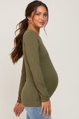 Olive Basic Long Sleeve Maternity Top