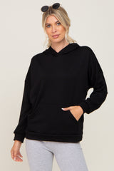 Black Heathered Hooded Maternity Sweatshirt