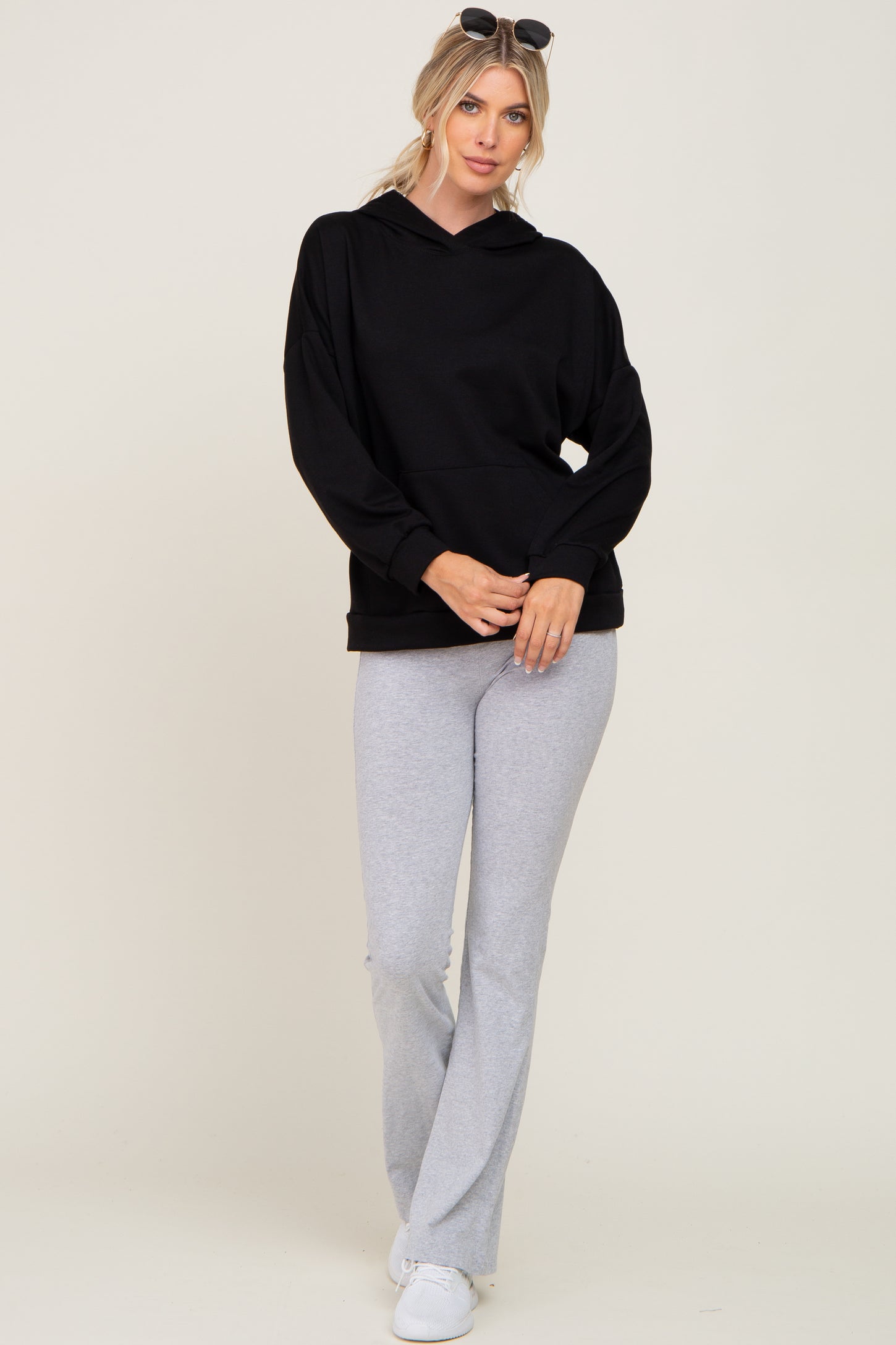 Black Heathered Hooded Sweatshirt