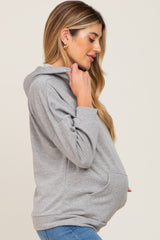 Heather Grey Hooded Maternity Sweatshirt
