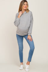 Heather Grey Hooded Maternity Sweatshirt