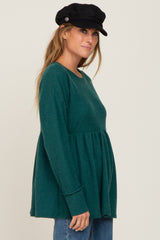Forest Green Waffle Knit Long Sleeve Top
