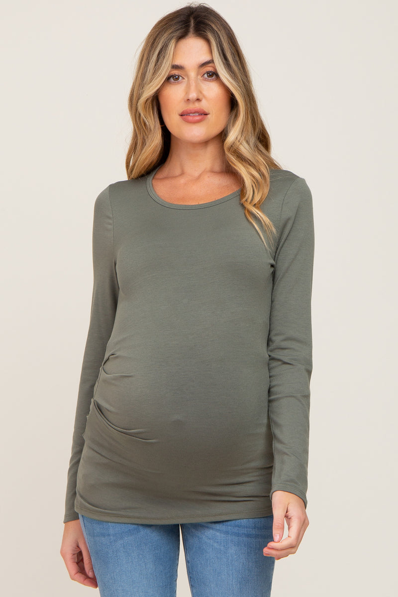 Pink Floral Mesh Long Sleeve Turtle Neck Maternity Top main image 1
