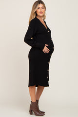 Black Long Button Down Maternity Cardigan/Dress