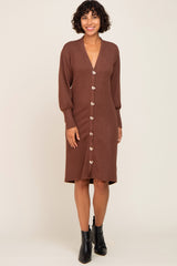 Brown Long Button Down Maternity Cardigan/Dress