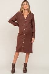 Brown Long Button Down Maternity Cardigan/Dress