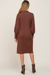 Brown Long Button Down Maternity Cardigan/Dress