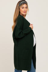 Forest Green Pocketed Knit Maternity Cardigan