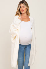 Cream Pocketed Knit Maternity Cardigan