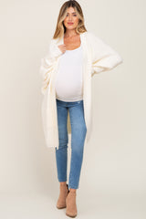 Cream Pocketed Knit Maternity Cardigan