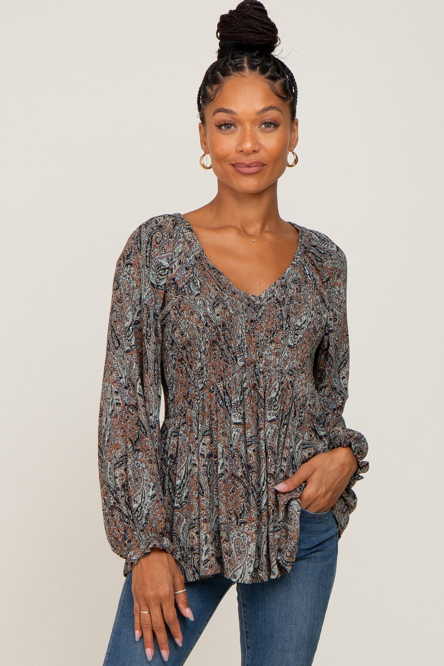 womens long sleeve peplum top
