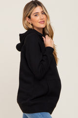 Black Fleece Front Pocket Maternity Hoodie