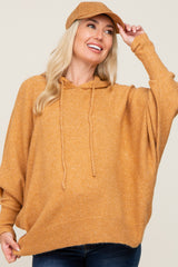 Camel Soft Knit Drawstring Maternity Hoodie