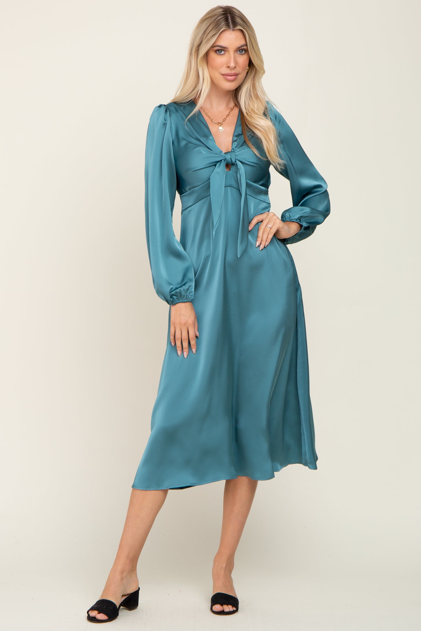 teal satin midi dress ASOS Design - Midi Dress - Women - Polyester/Elastomultiester - 6 US