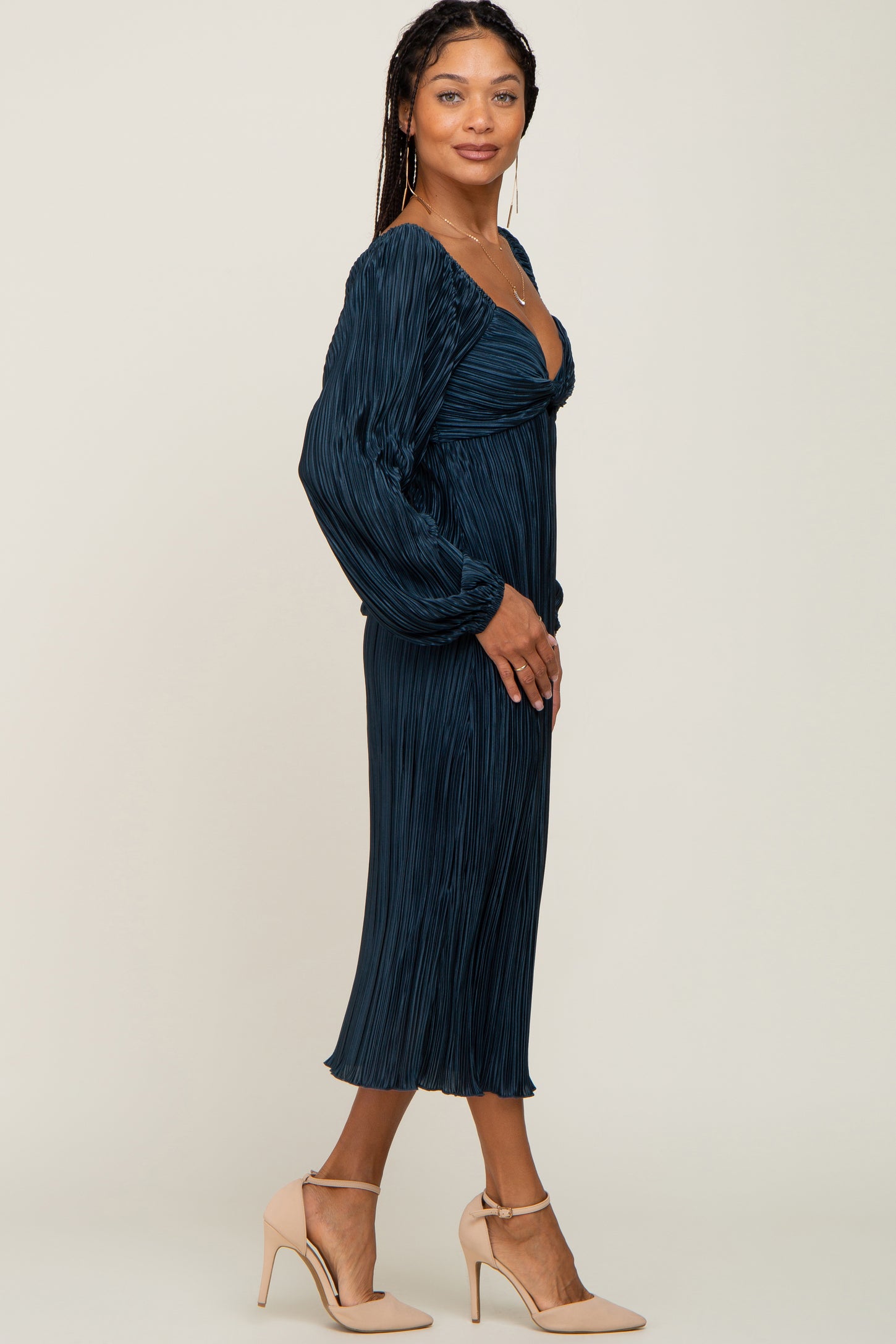 teal pleated midi dress ASOS Design - Midi Dress - Women - Polyester/Elastomultiester - 6 US